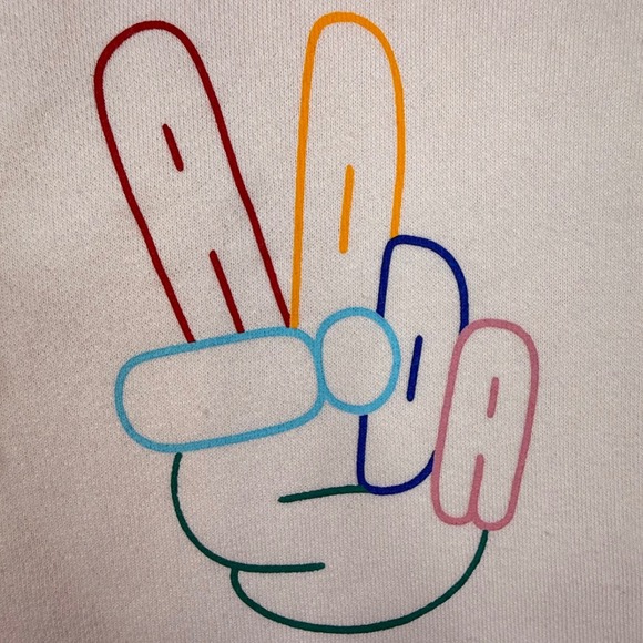 Adidas originals Peace sign Trifoil Hoodie Peachy Pink Fleece Pullover Size 2XL - Picture 2 of 7